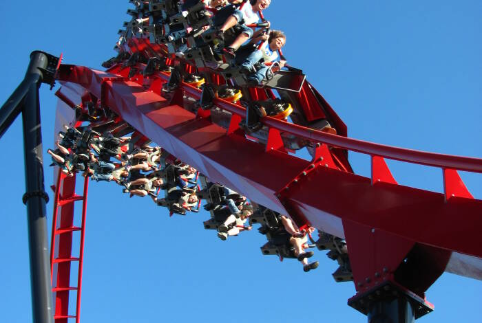 X² Achterbahn im Six Flags Magic Mountain | Foto: Flickr, Jeremy Thompson - CC-BY-NC-SA 2.0