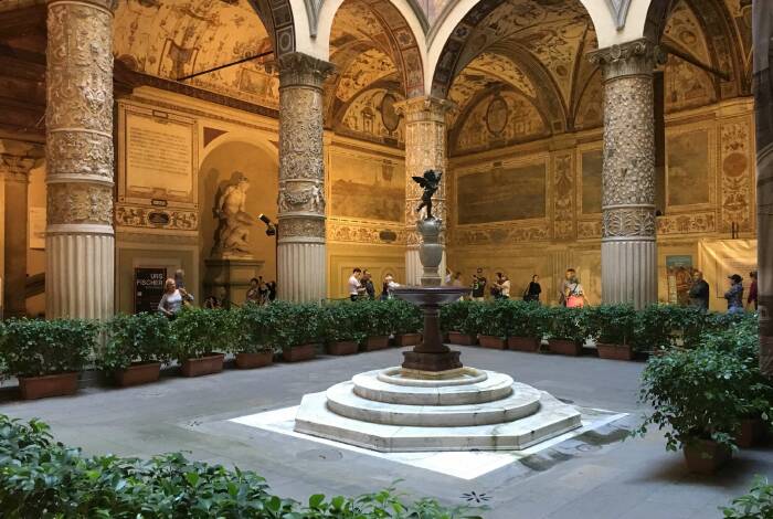 In the courtyard of Palazzo Vecchio designed by Michelozzo